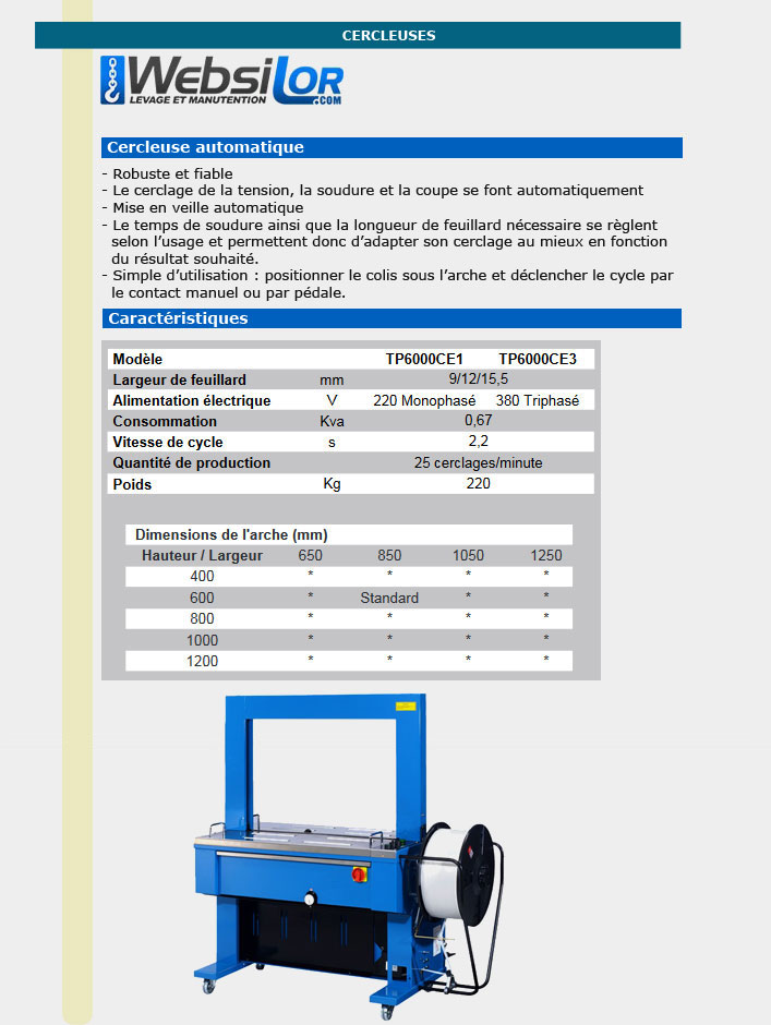 Informations technique de TP 6000