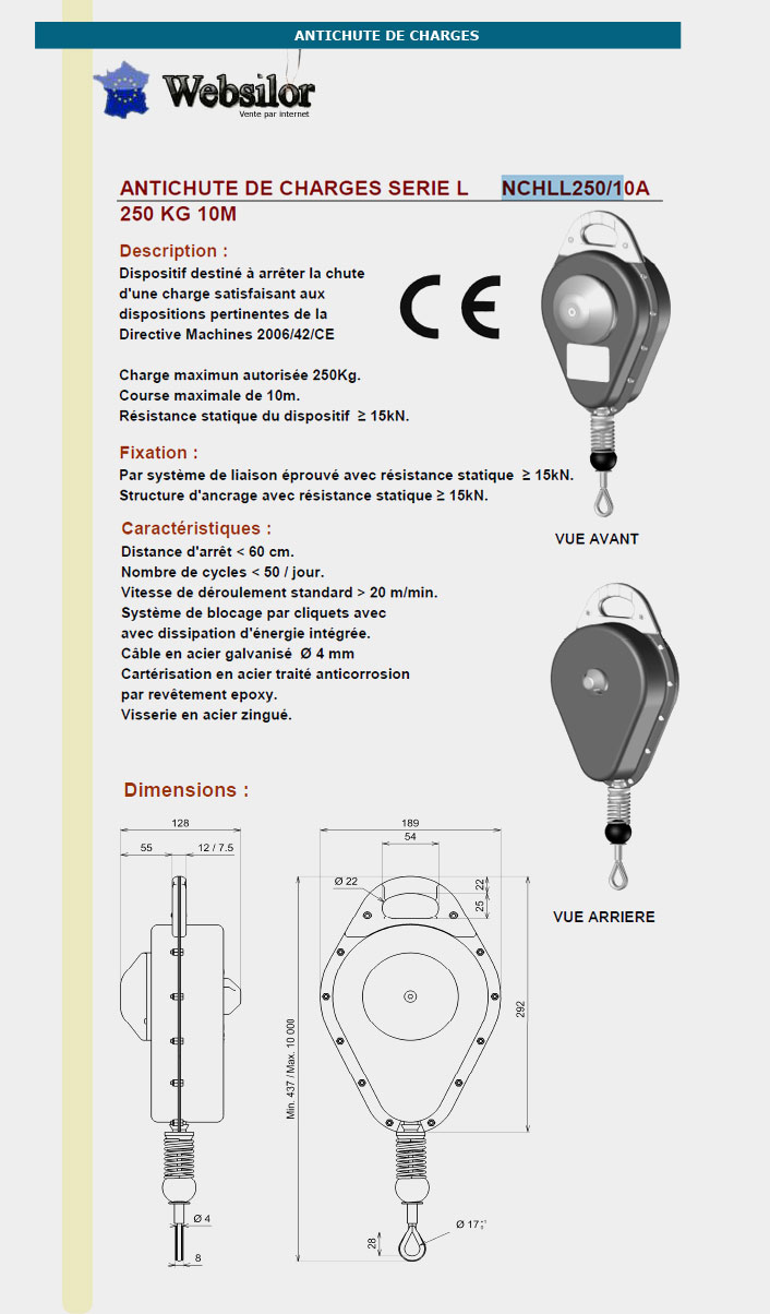 Informations technique de NCHLL250/10A