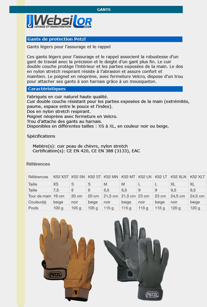 Informations technique de K52 ST
