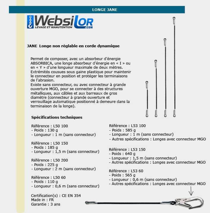 Informations technique de L50 60