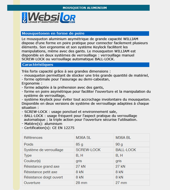 Informations technique de M36 SLN