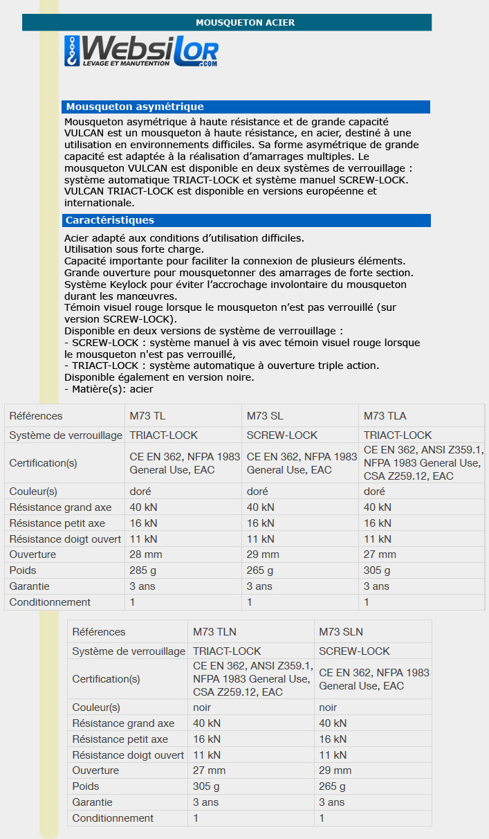 Informations technique de M73 TLN