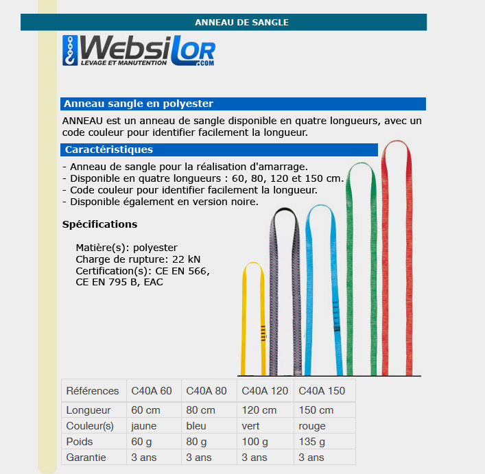 Informations technique de C40 80N